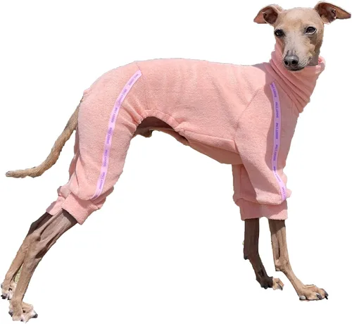 Miniatura 60 de D Doggy Star - Suéter de galgo italiano de cuello de tortuga, conjunto de mono de vellón cálido, ropa de Whippet para perro (XL, azul marino Pkt)