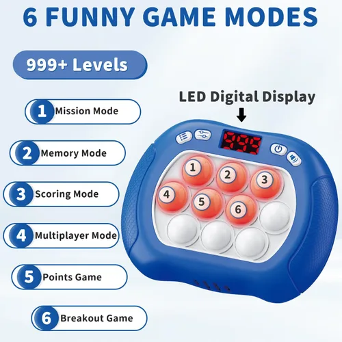 Miniatura 3 de Intoypad Juguete para ansiedad con luz para niños, 6 modos de pantalla LED, controlador de juegos de empuje rápido, juego eléctrico para reventar