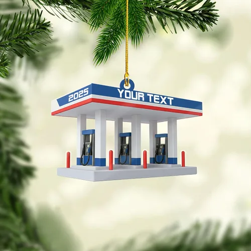 Miniatura 11 de Adorno de Navidad personalizado con bomba de gas, decoración retro personalizada para árbol de vacaciones, recuerdo único para trabajadores