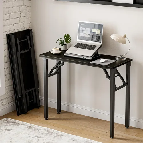 Miniatura 9 de Frylr Pequeño escritorio plegable para computadora, mesa portátil de 35.8 pulgadas para manualidades y estudio, escritorio ligero para espacios