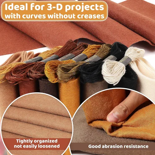 Miniatura 3 de Hojas de tela de fieltro suave marrón: ZAIONE 7 rollos 8"x35" hoja de fieltros de colores surtidos rollo de 0.055 in de grosor para manualidades