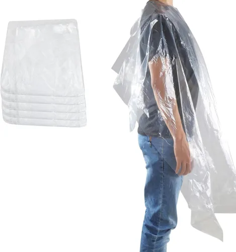 100 capas desechables de corte de pelo, capa de peluquería de salón, delantal transparente, capas de champú impermeables para estilistas de