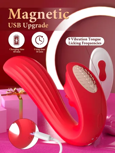 Miniatura 5 de Vibrador de juguetes sexuales para adultos para mujeres – Vibradores de empuje de lengua 3 en 1, consolador de rosa, juguetes sexuales con 9