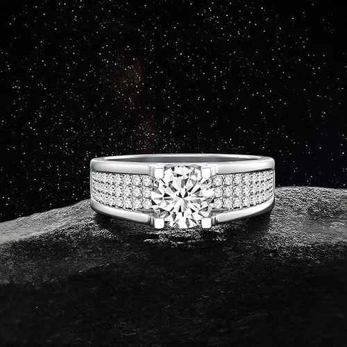Miniatura 5 de Wedding Rings for Men,Moissanite Eternity Engagement Band Brilliant D Color VVS1 Clarity Lab Created Diamond Ring with Solid S925 Sterling Silver
