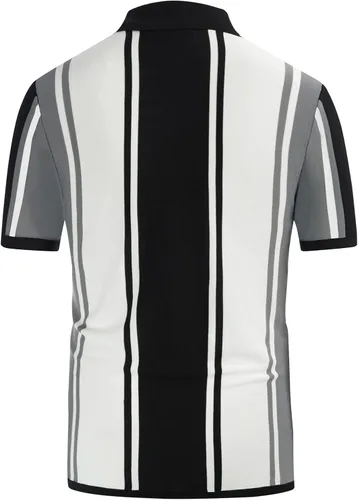 Miniatura 3 de PJ PAUL JONES Men's Stripe Button Down Knit Polo Shirts Short Sleeve Vintage Cardigans