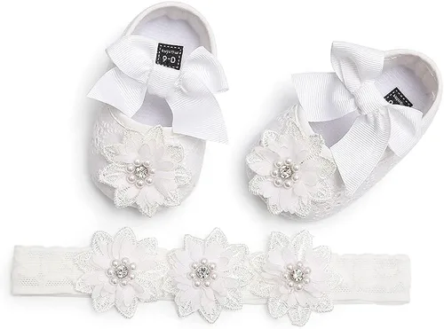 Miniatura 7 de QWZban Zapatos deportivos de princesa con suela suave y lazo para bebé y niña, zapatos planos Mary Jane, para recién nacidos, ligeros, para bebés
