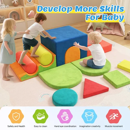 Miniatura 3 de Bloques de escalada de espuma de 12 piezas para niños pequeños de 1 a 3 años, juguetes de escalada para niños pequeños, juego suave para interiores