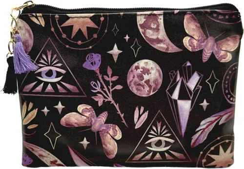 Miniatura 16 de Bonita bolsa pequeña de cosméticos, mini bolsa de maquillaje para mujeres y niñas, bolsa pequeña de aseo de viaje de cuero PU, organizador