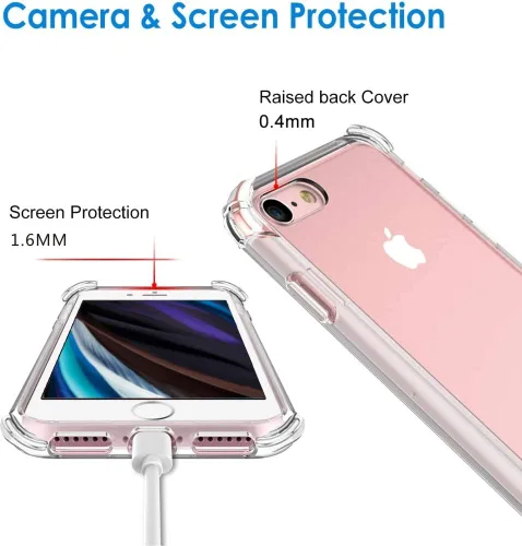 Miniatura 5 de Funda compatible con iPhone SE 2nd 2020 / iPhone SE 3 2022, protector de pantalla delgado, absorción de golpes, esquinas reforzadas, silicona TPU