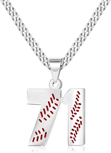 Miniatura 62 de Btysun Collares de béisbol de béisbol número 0-99 dijes de acero inoxidable para hombres, regalos de béisbol, papá, marido, regalo de Navidad