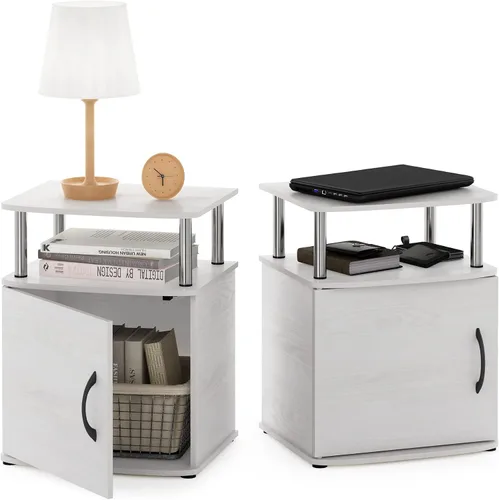 Miniatura 17 de Furinno Jaya - Mesita de noche con puerta, color ámbar y negro