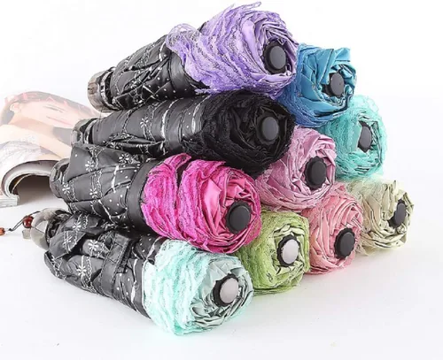 Miniatura 6 de Sombrilla plegable de viaje compacta resistente a los rayos UV, sombrilla de encaje de princesa para mujeres y niñas