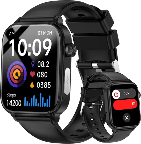 Reloj inteligente para hombres y mujeres (responder/hacer llamadas), reloj de fitness de 1.96" con pantalla HD, monitor de presión