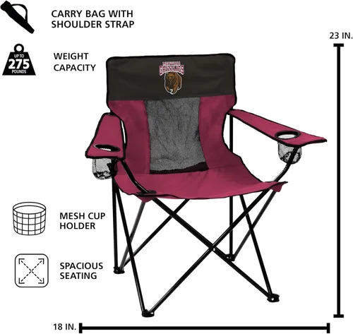 Miniatura 5 de Logo Brands NCAA Montana Grizzlies Elite - Silla portátil de alta calidad para exteriores con soporte para tazas, marco de acero con recubrimiento