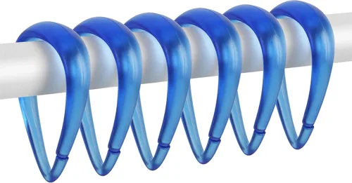 Miniatura 18 de Top-spring Ganchos para cortina de ducha, anillos de cortina de ducha de plástico negro, ganchos de ducha en forma de gota para cortina de baño