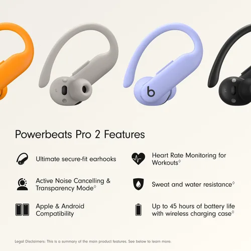 Miniatura 2 de Beats Powerbeats Pro 2 Auriculares inalámbricos Bluetooth – Cancelación de ruido, monitor de frecuencia cardíaca, IPX4, batería de hasta 45 horas