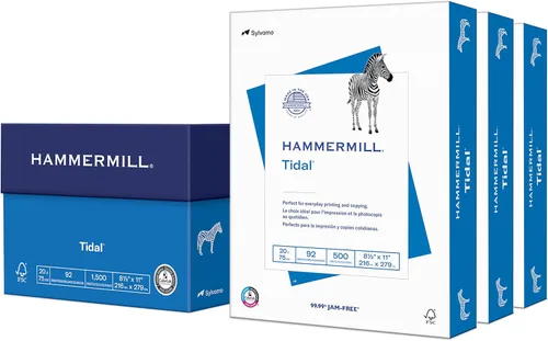 Hammermill Papel para impresora, Tidal 162180C - Papel de copia de 20 libras, 8.5 x 11-3 resma (1,500 hojas) - 92 brillante, fabricado en los