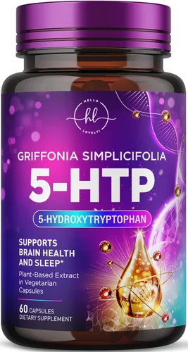 Suplemento 5-HTP de 200 mg – Extra Strength 5HTP de Griffonia Simplicifolia – Apoya el sueño reparador, calma natural y salud cerebral – 5
