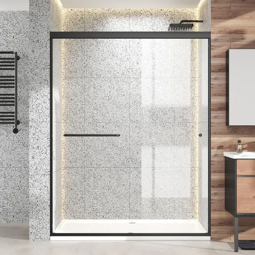 Miniatura 12 de Puerta de ducha corredera doble 44"-48" de ancho x 72" de alto, puerta de ducha de vidrio para baño de 1/4" (6mm) de vidrio templado transparente