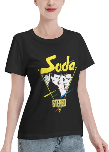 Miniatura 2 de Soda - Camisetas estéreo para mujer, ajuste holgado, casual, de algodón, cómodas, cuello redondo, manga corta, ropa