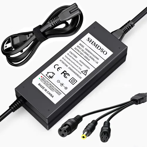 Cargador de repuesto 36V/42V2A, 3 en 1 (0.217 in x 0.098 in / 0.083 in universal) y puerto hembra de 3 garras (0.472 in/0.315 in), compatible con
