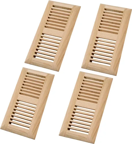 Miniatura 14 de Rejilla de piso de roble blanco de madera dura, cubierta de ventilación empotrable, 4x10 pulgadas con regulador de aire, sin acabar Blanco