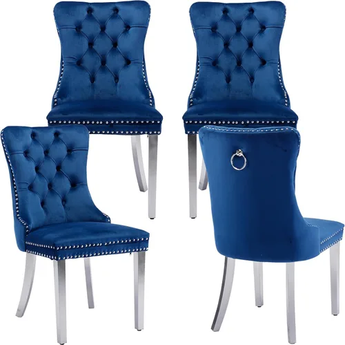 Miniatura 19 de Juego de 2 sillas de comedor modernas de mediados de siglo, sillas de cocina tapizadas de terciopelo beige, sillas de cocina y comedor, patas
