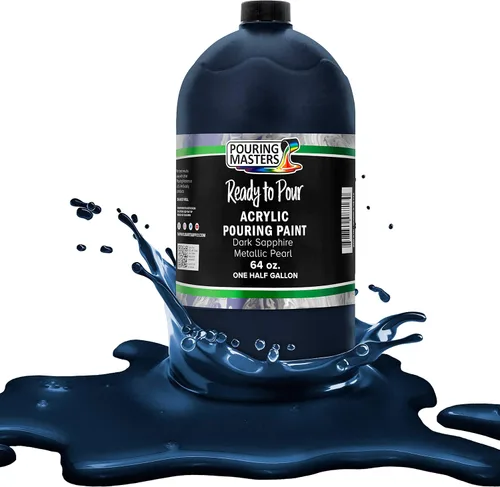 Miniatura 51 de Pouring Masters Royal Blue Metallic Pearl - Pintura acrílica para verter lista para verter – Pintura acrílica líquida premezclada de 32 onzas