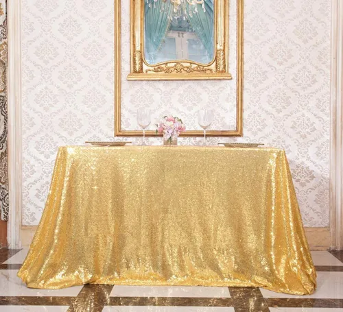 Miniatura 7 de Juya Delight Mantel rectangular de lentejuelas color azul bebé de 50 x 80 pulgadas para fiesta, cena, banquete, festival, boda, aniversario