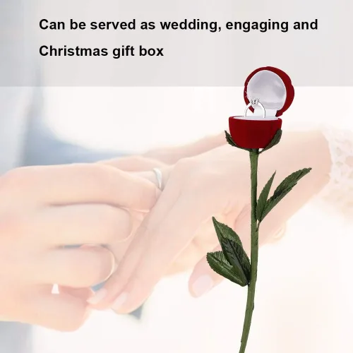 Miniatura 8 de Niiyen Red Rose Rings Box Fashion Rose Flower Shape Wedding Rings Storage Box Necklace Earrings Personalized Innovative Packaging Box