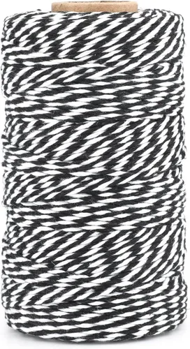 Miniatura 16 de G2PLUS Cuerda de algodón negro, 2 mm 656 pies de cuerda de algodón natural para panaderos, cuerda de embalaje para manualidades DIY, decoración
