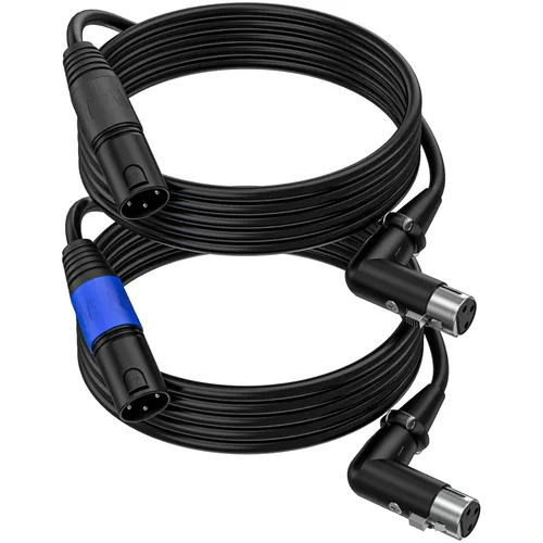 Miniatura 11 de LanSenSu Cable de enchufe XLR en ángulo recto XLR a recto, cable equilibrado de 90 grados hembra a macho recto de 3 pines a 3 pines