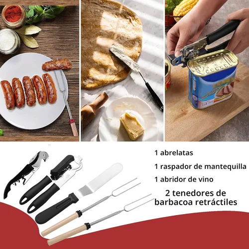 Miniatura 6 de Juego de utensilios de cocina portátil para acampar de 27 piezas, kit de utensilios de cocina de acero inoxidable para cocinar y asar al aire libre