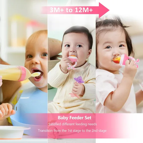 Miniatura 6 de Chupete Alimentador de Frutas para Bebé - Paquete de 6 2 Chupetes Alimentadores de Comida para Bebés y 2 Cucharas Dispensadoras de Comida