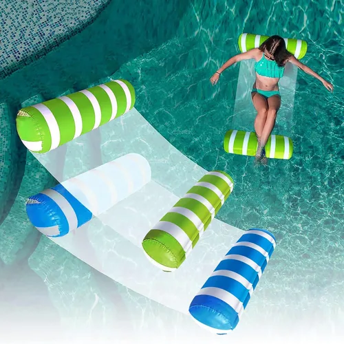 Miniatura 7 de Paquete de 2 hamacas flotantes para piscina, hamaca inflable multiusos para piscina (silla de montar, silla de descanso, hamaca, flotador), hamaca