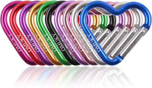 OMUKY Mosquetones multicolor Clips de gancho Accesorios de camping Hebilla para senderismo al aire libre Viajar Corazón-10 piezas