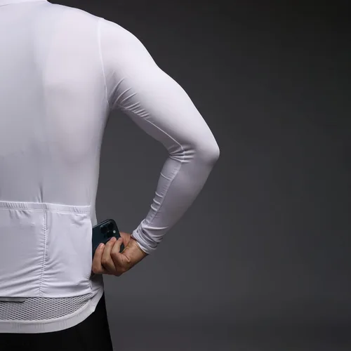 Miniatura 5 de RISESBIK Camiseta de ciclismo de manga larga para hombre, con bolsillo con cremallera, ligera, Aero Race Fit Pro Road Bike, UPF 50+