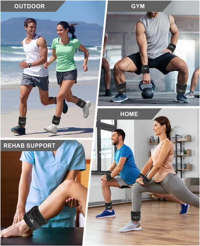 Miniatura 5 de Pesas de tobillo ajustables de 1-3/4/5/6/8/10/12/15/20 libras, par con peso extraíble para correr, gimnasia, aeróbic, terapia física