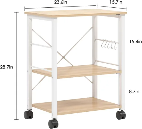 Miniatura 4 de sogesfurniture Estante de cocina de 3 niveles para panadero, soporte para horno de microondas, carrito de almacenamiento, estación de trabajo, Negro