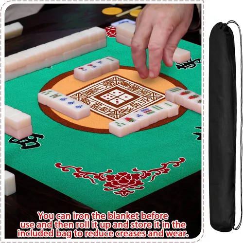 Miniatura 6 de Juexica Tapete Mahjong con bolsa, antideslizante, reducción de ruido, cubierta de mesa de juego de mesa, accesorios de mesa de Mahjong, mantel