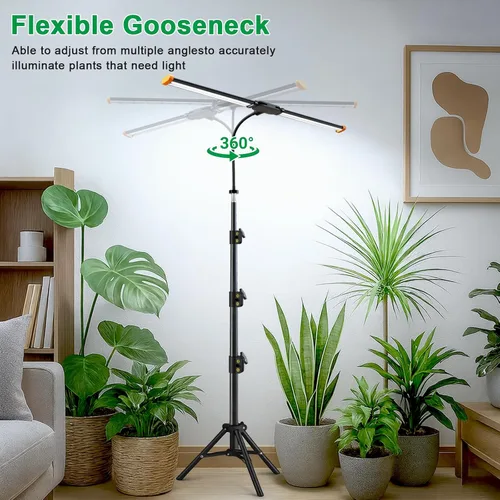 Miniatura 5 de YEOLEH Lámpara de pie para plantas grandes y altas en interiores, luz blanca de 6000 K de espectro completo con LED rojo y azul, tira de luz