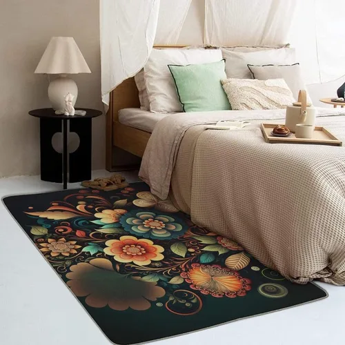 Miniatura 3 de Alfombras de flores para entrada, dormitorio, sala de estar, alfombras de área de plantas florales de 2 x 3 pies, lavables, antideslizantes, suaves