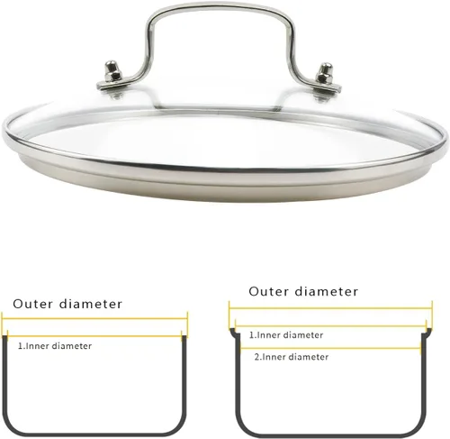Miniatura 6 de Tapa de vidrio templado de 9 pulgadas con orificio de ventilación de vapor, olla universal de repuesto para utensilios de cocina transparente