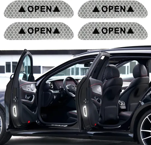Miniatura 10 de 4 calcomanías reflectantes anticolisión para puerta de automóvil, cinta adhesiva de advertencia de precaución de seguridad para automóvil, camión