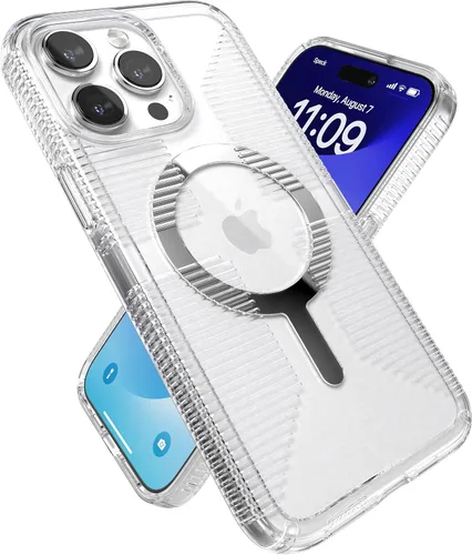 Miniatura 7 de Funda transparente Speck para iPhone 15 Pro - Delgada, diseñada para MagSafe, protección contra caídas con agarre - resistente a rayones
