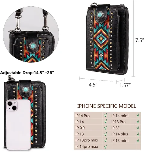 Miniatura 5 de Montana West Monederos pequeños cruzados para teléfono celular para mujer, bolsos tipo cartera occidental