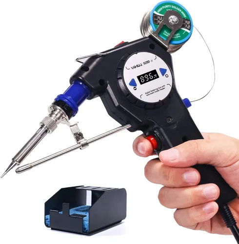 Miniatura 10 de YIHUA 929D-I Pistola de soldadura motorizada de alimentación automática con temperatura precisa variable (200-450°C), interruptor de encendido y Rojo