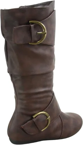 Miniatura 2 de Botas de media pantorrilla con hebilla de punta redonda cerrada y hebilla lateral con cremallera lateral para mujer