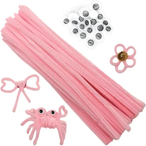 Miniatura 11 de Cldamecy 100 limpiadores de tuberías blancos con 20 ojos salteados, tallos de felpilla para proyectos de manualidades, limpiadores de tuberías