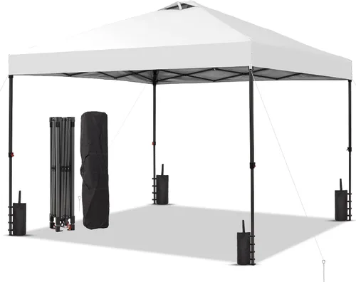 Miniatura 10 de GDY 10x10FT Pop-Up Canopy Tent — with 4-Side Walls & Vented Top, Portable Outdoor Event Tent for Garden, Poolside, Parks, Parties,Camping, White.